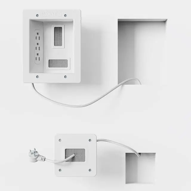 Main image of in-Wall TV Cable Concealer Kit with Recessed Power  Triple Outlet, 9ft Cord, and Hand Saw  Easy, Safe Cable Management for Organized TV and Home Theater Setups