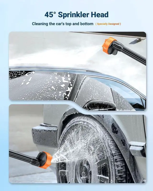 Alt view image 5 of 6 - Cordless Pressure Washer Power Washer, 970PSI Portable Car Washer with 3.0Ah Battery 6-in-1 Nozzle Carry Box Battery Operated Power Washer for Cars, Fences, Patio, Bikes Cleaning