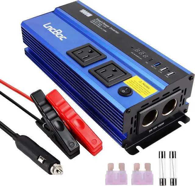 Main image of Power Inverter 12v to 110v 1000w: 1000 Watt Dc to Ac Converter Battery Inverters for Car Charger Adapter with Outlet Plug - Inverter with Cigarette Lighter for Car Truck Vehicles Rv Boat Home Auto
