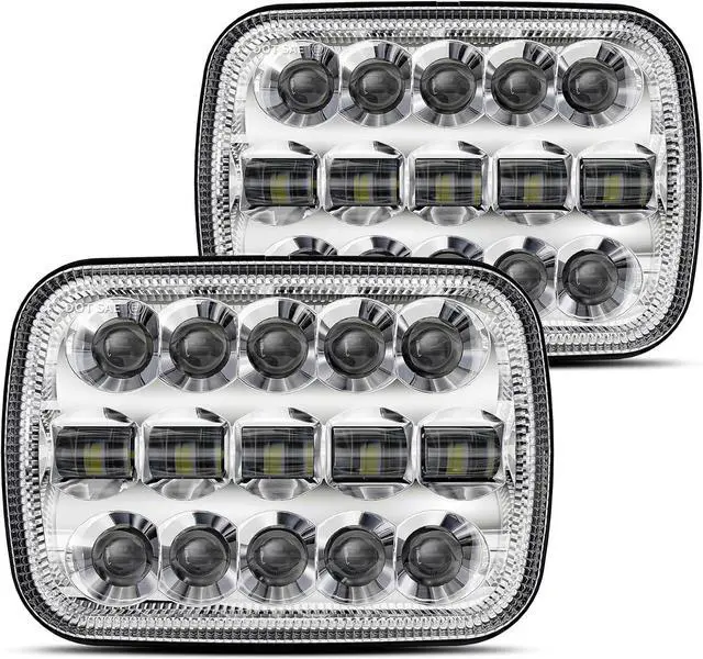 Main image of 110W 5x7 Led Headlights 7x6 H6054 headlight Hi/Low Sealed Beam Compatible with Jeep Wrangler YJ Cherokee XJ Ford GMC Toyota Nissan Dodge Truck Van etc 2PCS Chrome