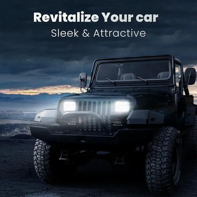 Alt view image 2 of 6 - 110W 5x7 Led Headlights 7x6 H6054 headlight Hi/Low Sealed Beam Compatible with Jeep Wrangler YJ Cherokee XJ Ford GMC Toyota Nissan Dodge Truck Van etc 2PCS Chrome