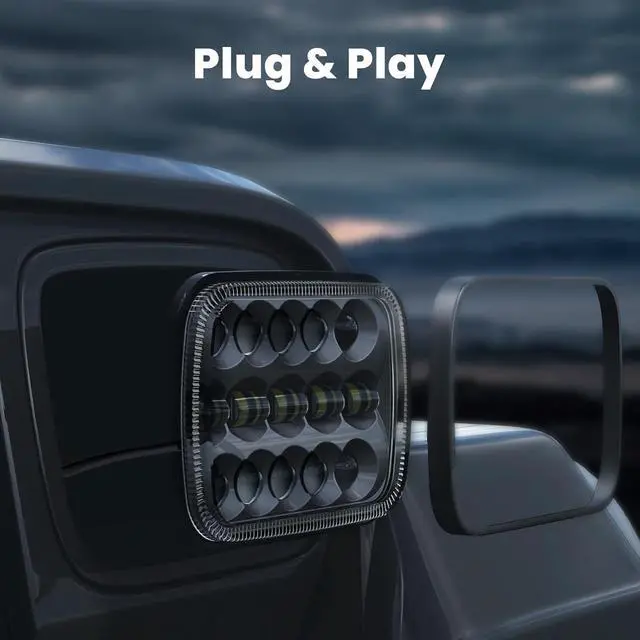 Alt view image 3 of 6 - 110W 5x7 Led Headlights 7x6 H6054 headlight Hi/Low Sealed Beam Compatible with Jeep Wrangler YJ Cherokee XJ Ford GMC Toyota Nissan Dodge Truck Van etc 2PCS Chrome