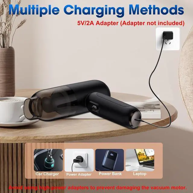 Alt view image 6 of 7 - Handheld Car Vacuum Cleaner Cordless, 18000PA High Power Car Vacuum Cleaner & Air Duster/Blower, Portable Vacuum with Magnetic Dust Collection Bin, LED Light, 2 Gear Hand Held Vacuum for PC(Black)