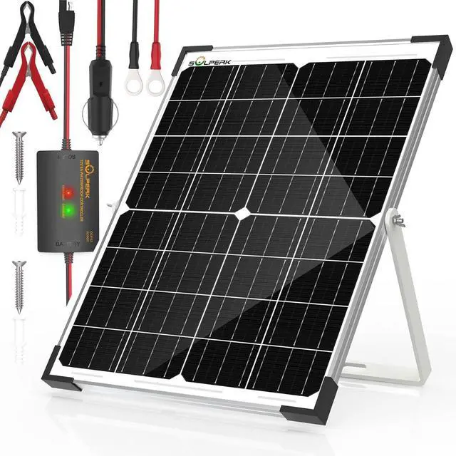 Main image of 25W 12V Solar Battery Charger, Waterpoof Solar Panel Kit with Energy Saving Controller for Car RV Trailer Marine Boat Motorcycle Truck Tractor Etc
