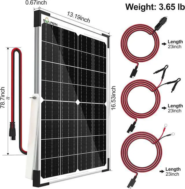 Alt view image 6 of 7 - 25W 12V Solar Battery Charger, Waterpoof Solar Panel Kit with Energy Saving Controller for Car RV Trailer Marine Boat Motorcycle Truck Tractor Etc