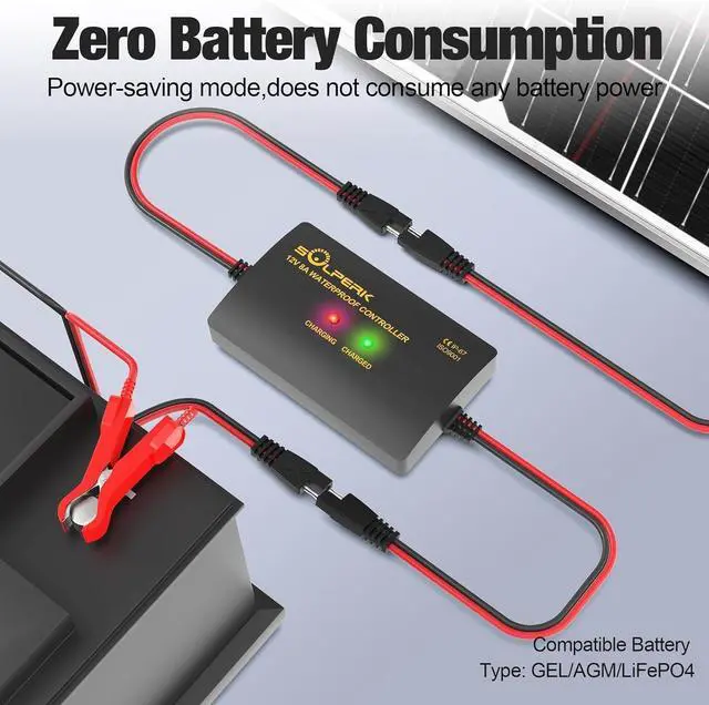 Alt view image 7 of 7 - 25W 12V Solar Battery Charger, Waterpoof Solar Panel Kit with Energy Saving Controller for Car RV Trailer Marine Boat Motorcycle Truck Tractor Etc