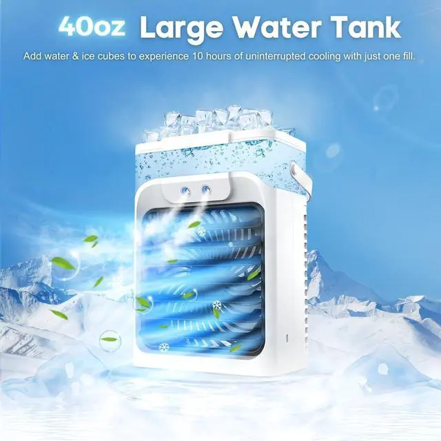 Alt view image 4 of 7 - Portable Air Conditioners, 3 Speeds, 3 Mist Settings, 40oz XL Water Tank, 2~8h Timer & 7-color Ambient Lights,Air Conditioner Portable, Personal Small Mini Air Conditioner Air Cooler for Room Bedroom