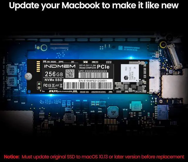 Alt view image 3 of 7 - NVMe PCIe SSD 256GB 3D TLC NAND Flash Hard Drive Replacement for Mid 2013-2017 MacBook Air, Late 2013 - Mid 2015 MacBook Pro Retina, Late 2013-2017 iMac, 2013 Mac Pro, 2014 Mac Mini