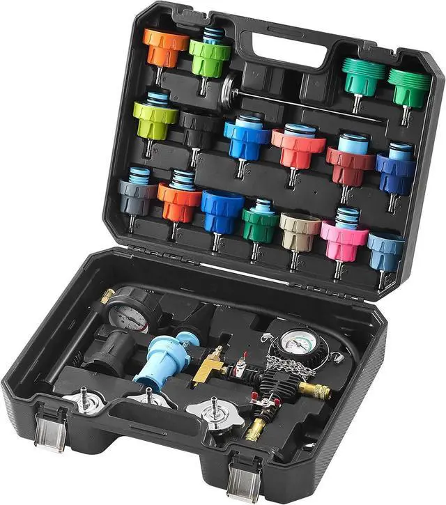 Main image of 28 pcs Universal Radiator Pressure Tester Kit, Coolant Pressure Tester Kit with Manual Pump and Color-Coded Test Caps, Coolant Vacuum Refill kit for Cars Motorcycles Trucks Cooling System