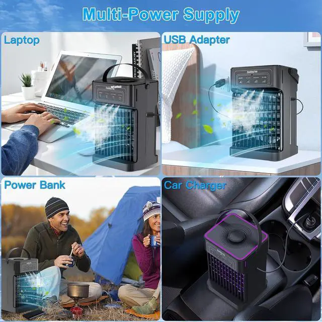 Alt view image 7 of 7 - Portable Air Conditioners, 2025 Upgraded 4-IN-1 Portable AC Unit with 3 Cool Mist &Speeds, 7 Night Light & 2-8H Timer Evaporative Air Cooler,Personal Mini Air Conditioner for Bedroom, Camping, Office