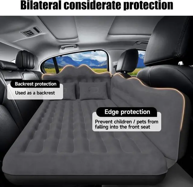 Alt view image 4 of 7 - Car Air Mattress, Inflatable SUV Truck Air Mattress Back Seat Camping Bed Thickened Car Sleeping Pad for Travel, Car Bed SUV Mattress with Car Air Pump 2 Pillows