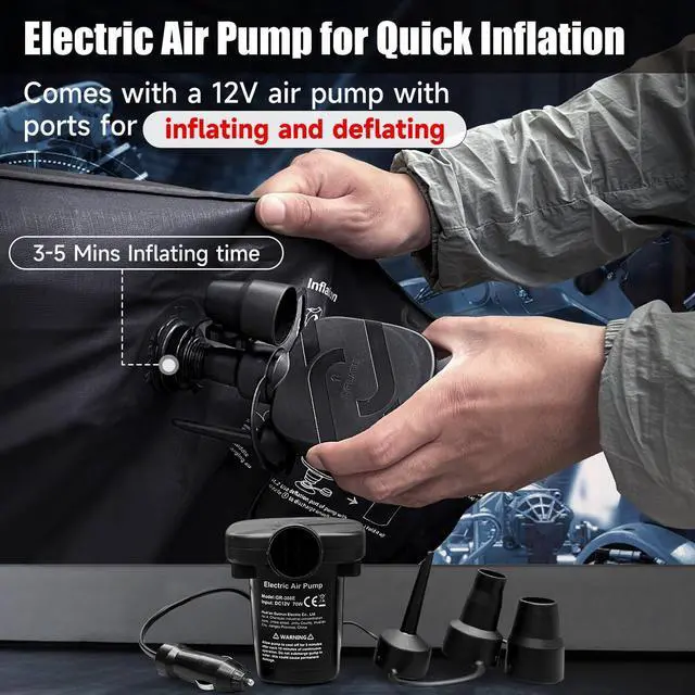 Alt view image 5 of 7 - Car Air Mattress, Inflatable SUV Truck Air Mattress Back Seat Camping Bed Thickened Car Sleeping Pad for Travel, Car Bed SUV Mattress with Car Air Pump 2 Pillows