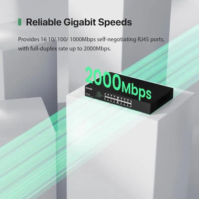 Alt view image 2 of 7 - TEG1016D, Unmanaged 16 Port Gigabit Switch, Rackmount Ethernet Switch, Plug & Play, Fanless & Metal Design Network Switch, Limited Lifetime Protection