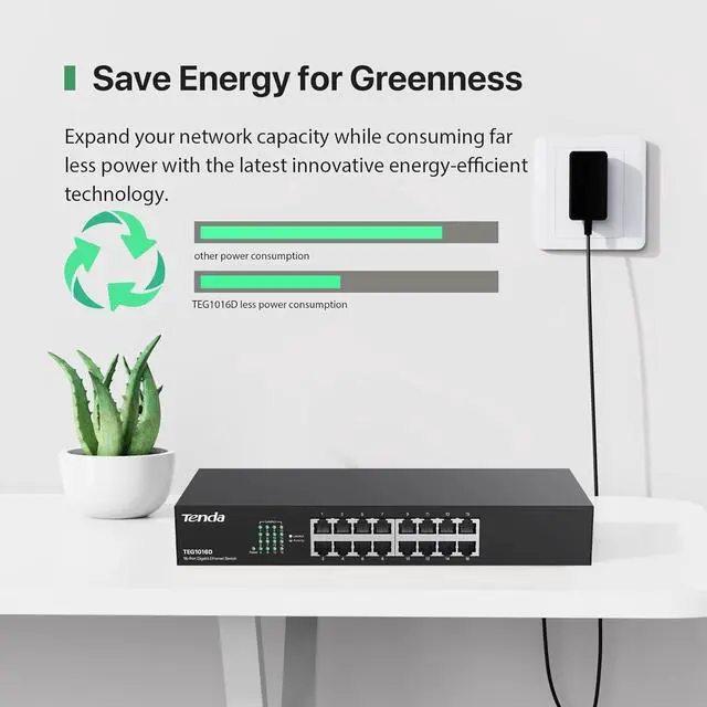 Alt view image 5 of 7 - TEG1016D, Unmanaged 16 Port Gigabit Switch, Rackmount Ethernet Switch, Plug & Play, Fanless & Metal Design Network Switch, Limited Lifetime Protection