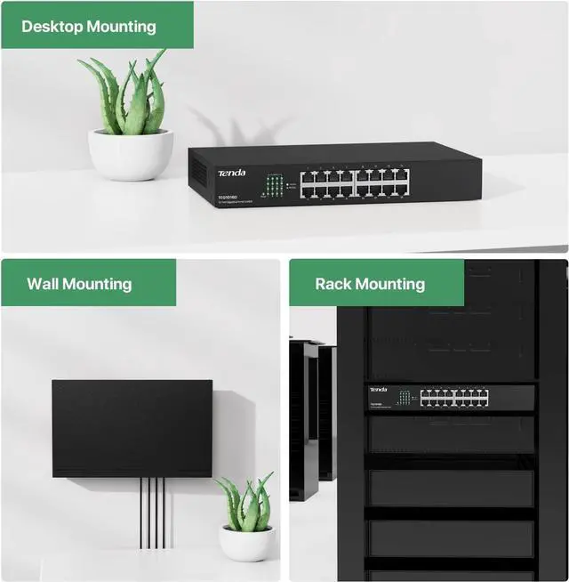 Alt view image 6 of 7 - TEG1016D, Unmanaged 16 Port Gigabit Switch, Rackmount Ethernet Switch, Plug & Play, Fanless & Metal Design Network Switch, Limited Lifetime Protection