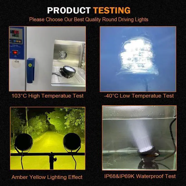 Alt view image 5 of 7 - Pair 5 Inch Led Offroad Driving Lights 160w Round Offroad Spot Light Driving Spotlights with Yellow Cover Wiring Harness 12V 24V for Pickup Trucks SUV UTV ATV 4x4