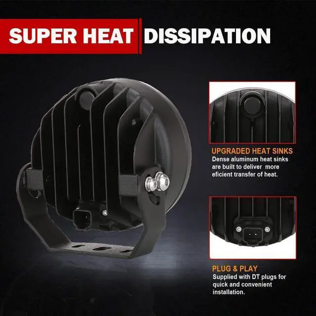 Alt view image 4 of 7 - Pair 5 Inch Led Offroad Driving Lights 160w Round Offroad Spot Light Driving Spotlights with Yellow Cover Wiring Harness 12V 24V for Pickup Trucks SUV UTV ATV 4x4