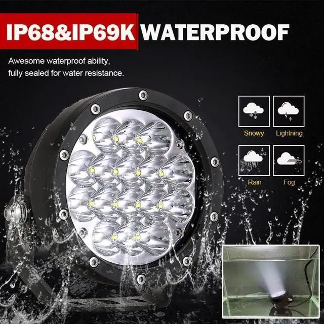 Alt view image 6 of 7 - Pair 5 Inch Led Offroad Driving Lights 160w Round Offroad Spot Light Driving Spotlights with Yellow Cover Wiring Harness 12V 24V for Pickup Trucks SUV UTV ATV 4x4