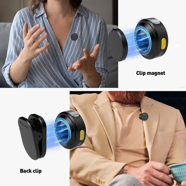 Alt view image 4 of 6 - Wireless Lavalier Microphone for iPhone/Android/PC, Mini Microphone with Noise Cancellation, 16Hrs Battery Life, Lapel Mic for iPhone, USB C/Type C Wireless Lapel Mic for Video Recording