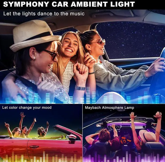 Alt view image 7 of 7 - Acrylic Interior Car LED Strip Light with Wireless APP, RGB 18 in 1 with 175 inches 600 LEDs Fiber Optic Car Ambient Lighting Kits, 16 Million Colors Sound Active Function LED Strip for Car
