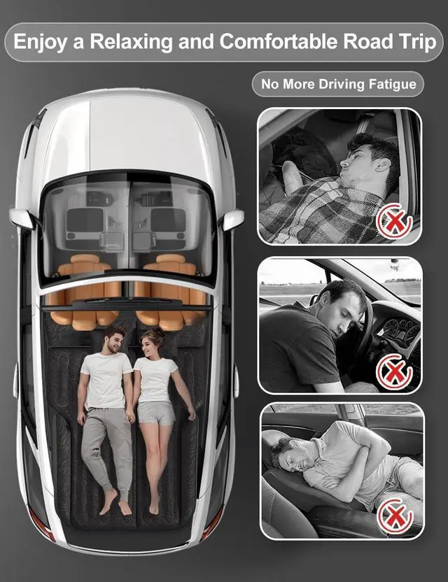 Alt view image 7 of 7 - SUV Air Mattress for Trunk: Upgraded Car Camping Mattress with Flocked Surface and Extra Thick Bottom, Van Sleeping Bed for Back Seat with Pump, Nozzle, Repair Patch, Carry Bag