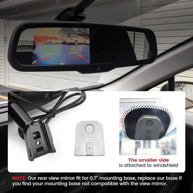 Alt view image 3 of 7 - RED WOLF Tailgate Backup Camera + 7" Rear View Mirror Screen Monitor Fit for Ford 2004-2014 F150/ 2009-2016 F250/F350 Pickup Trucks 4.3 Mirror Video LCD, Reverse Adjustable Parking Line Safety