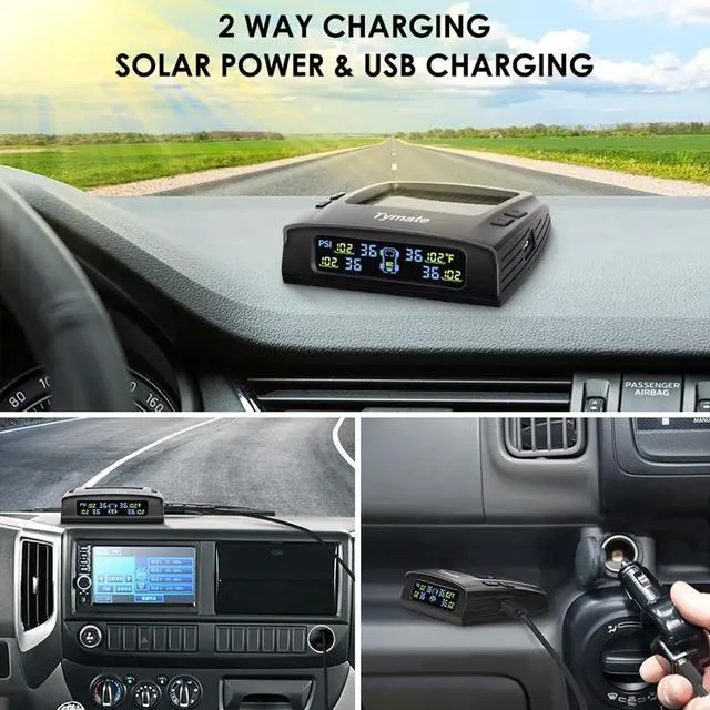 Alt view image 5 of 7 - RV Tire Pressure Monitoring System, Tire Pressure Monitor System with Solar Charge, Trailer TPMS with 4 Sensors & 5 Alarm Modes, M7-3 TPMS - 2024 Updated w/Color LCD Display, 0-87PSI for RV