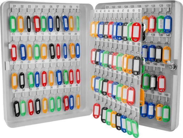 Main image of Key Lock Key Cabinet Lock Box with Numbered Hooks and Tags - 160 Position - Color Tags