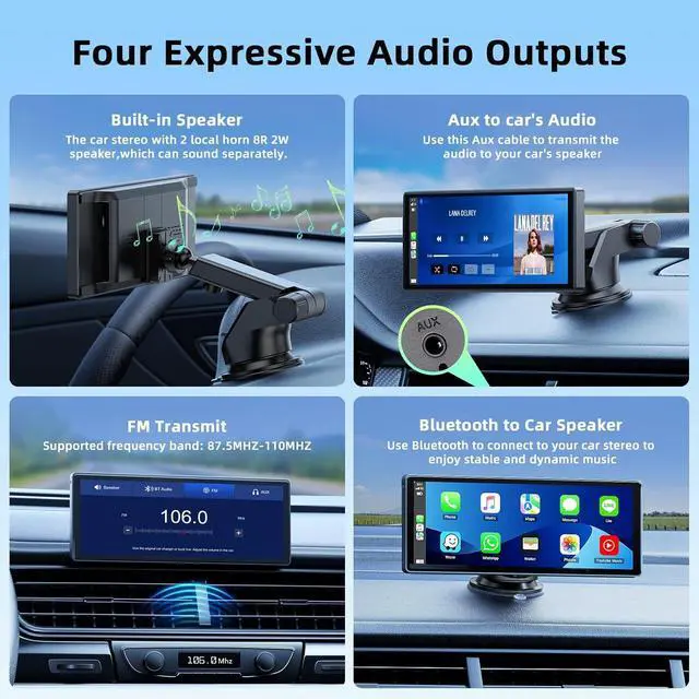 Alt view image 6 of 7 - 9.26-inch Wireless CarPlay Screen for Car Compatable with  CarPlay& Android Auto,Portable Car Stereo with GPS Navigation,Bluetooth,Mirror Link,Drive Play,Touch Screen for All Vehicles