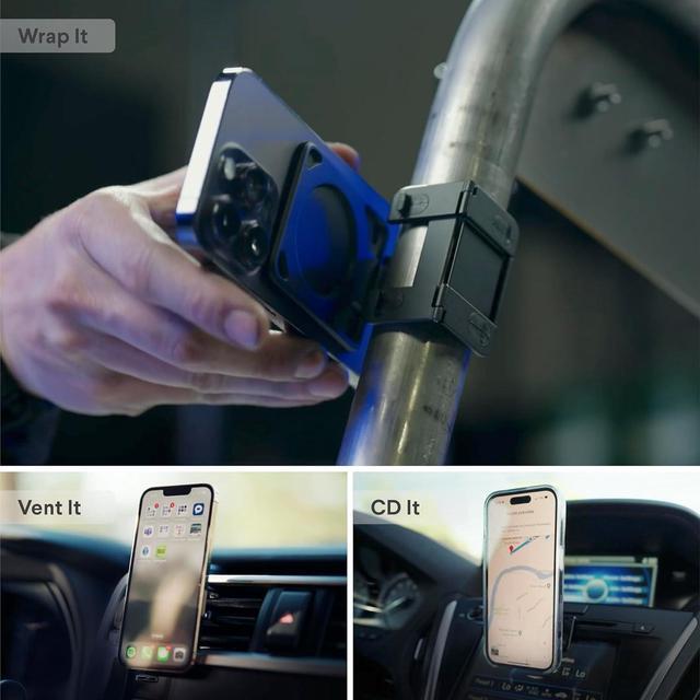 Alt view image 5 of 6 - 10-in-1 MagSafe Super Gadget, Magnetic Tripod Stand, Car Vent+Dash+CD Mount, Finger Holder, Airplane Mount, Selfie Stick, More