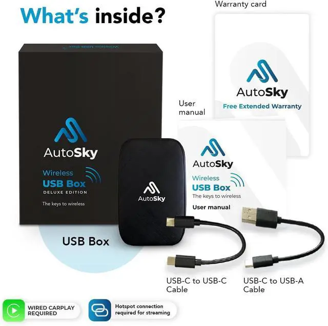 Alt view image 6 of 6 - Wireless CarPlay and Android Auto AI Box Lite for Factory Wired CarPlay Cars - Supports Netflix and YouTube Must use Hotspot - Go Wireless CarPlay and Android Auto. Wired CarPlay Required