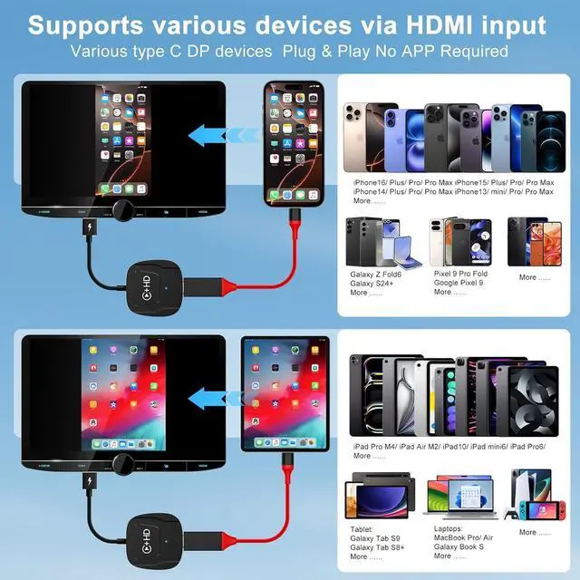 Alt view image 3 of 7 - Wireless CarPlay Adapter for ,Plug and Play CarPlay Wireless Adapter with HDMI Input for Fire TV Sticks and Game Consoles,Fit for Cars with Factory Wired CarPlay from 2016 & iOS 10+ Phone