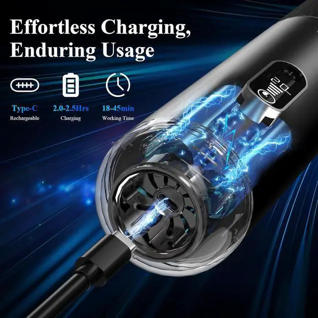 Alt view image 3 of 7 - Car Vacuum Portable Cordless - 20000PA High Power Handheld Vacuum with LED Display, 2.5H Fast Charging Up to 45 Mins of Runtime, Hand Vac Cordless Rechargeable for Car Home Corner Cabinet