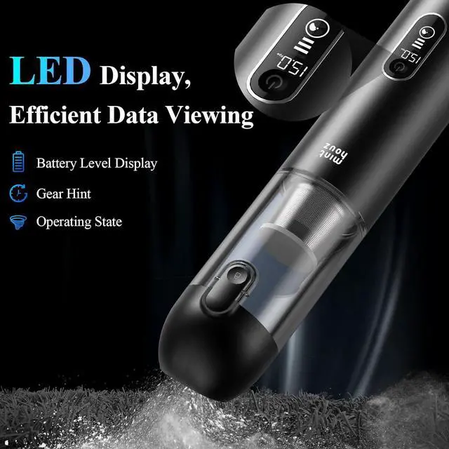 Alt view image 4 of 7 - Car Vacuum Portable Cordless - 20000PA High Power Handheld Vacuum with LED Display, 2.5H Fast Charging Up to 45 Mins of Runtime, Hand Vac Cordless Rechargeable for Car Home Corner Cabinet