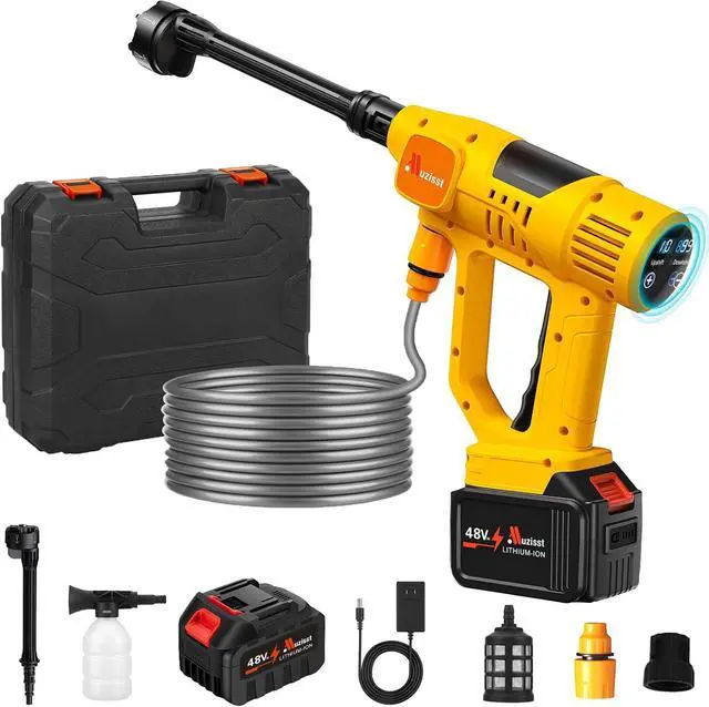 Main image of Upgrade Cordless Pressure Washer, 900PSI Battery Powered Pressure Washer with 6-in-1 Nozzle, 10 Speed Adjustment, Remaining Battery Display, Portable Power Washer for Car/Garden/Floor/Yards.