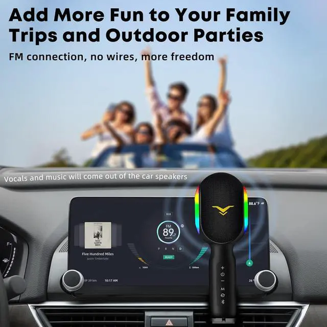 Alt view image 5 of 7 - Wireless Bluetooth Karaoke Microphone, 5-in-1 Portable Handheld Mic Speaker with Dynamic RGB Lights, Mini Karaoke Machine for Car Travel Home Party,Music Recording, Duet Singing, Gift for Kids Adults