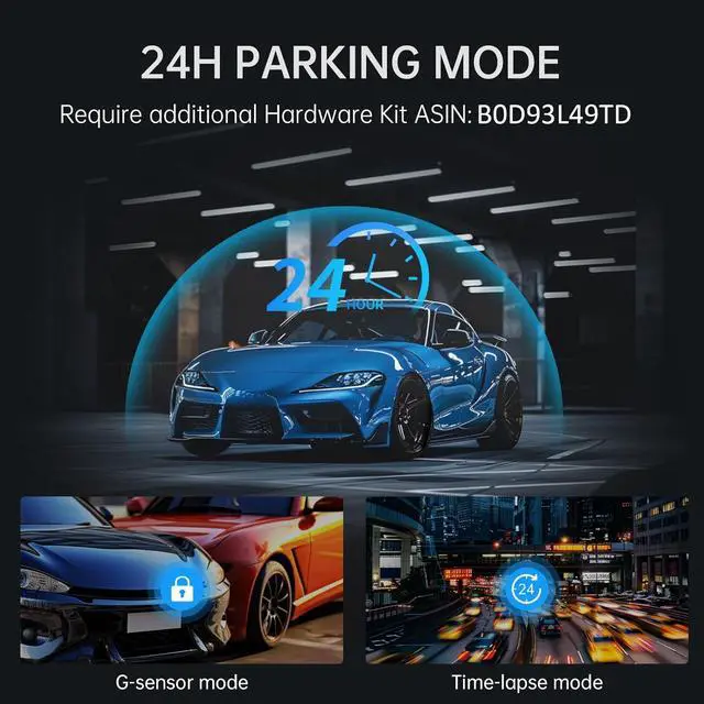 Alt view image 6 of 7 - 4K Rear View Mirror Camera, 10'' 4K Mirror Dash Cam with 1080P Backup Camera, Dash Cam Front and Rear for Car with Voice Control, 24H Parking Mode, Night Vision, 32GB SD Card Included