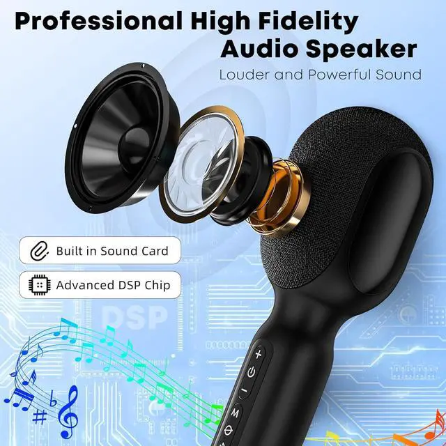 Alt view image 2 of 7 - Wireless Bluetooth Karaoke Microphone, 5-in-1 Portable Handheld Mic Speaker with Dynamic RGB Lights, Mini Karaoke Machine for Car Travel Home Party,Music Recording, Duet Singing, Gift for Kids Adults