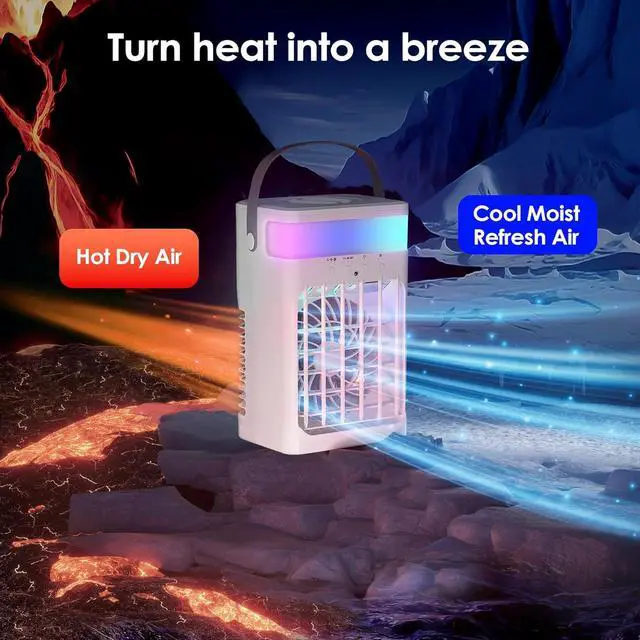 Alt view image 2 of 7 - Portable Air Conditioners,Air Conditioner,Ac Unit with 1500ML Water Tank,2 Spray Ports,3 Wind Speeds,3 Timers,10 kinds of Colorful Lights,Portable Ac Units for Room Camping Car Office