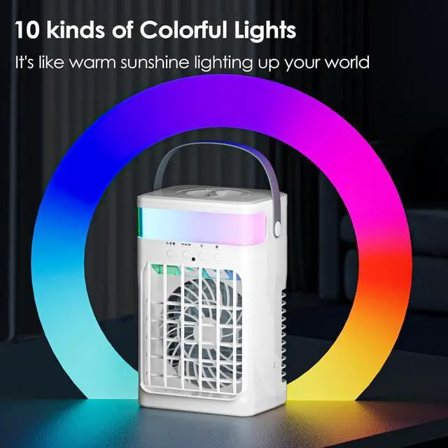 Alt view image 5 of 7 - Portable Air Conditioners,Air Conditioner,Ac Unit with 1500ML Water Tank,2 Spray Ports,3 Wind Speeds,3 Timers,10 kinds of Colorful Lights,Portable Ac Units for Room Camping Car Office