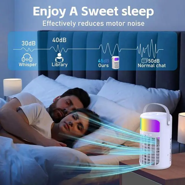 Alt view image 5 of 7 - Portable Air Conditioner, 2025 Upgraded 4-IN-1 Ultra-Quiet Design Portable AC Unit with 2 Cool Mist & Speeds1500ml Remote Control Air Conditioner Evaporative for Home,Office,Bedroom, Camping