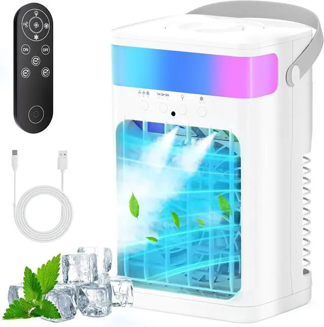 Main image of Portable Air Conditioner,Cooling Fan with 3 Speeds & 3 Modes,1500ML Mini Air Conditioner with Remote, 4 in 1 Humidifier, Air Conditioner,Fan,Night Light,Evaporative Air Cooler for Home/Office