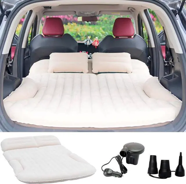Main image of SUV Air Mattress Thickened and Double-Sided Flocking Travel Camping Bed with 2 Pillows & Electric Pump Dedicated Mobile Cushion Inflatable Bed for SUV Trunk and Rear Seat (Beige and Coffee)