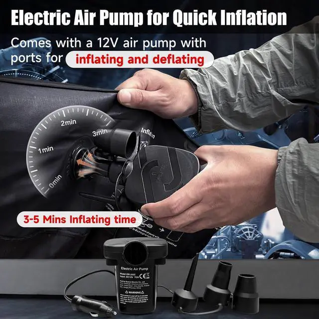 Alt view image 4 of 7 - Inflatable SUV Air Mattress Bed Car Mattress for SUV, Double-Sided Flocking Travel Camping Bed Car Air Mattress, Car Sleeping Mattress Bed for Universal SUV with Car Air Pump 2 Pillows