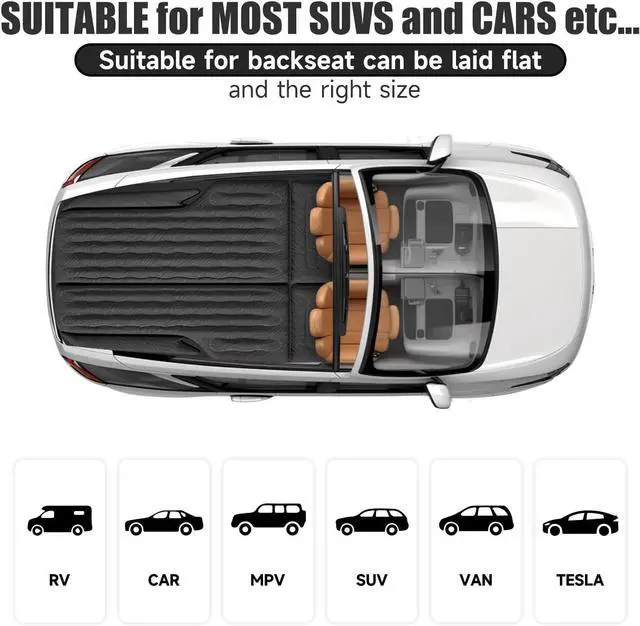 Alt view image 6 of 7 - Inflatable SUV Air Mattress Bed Car Mattress for SUV, Double-Sided Flocking Travel Camping Bed Car Air Mattress, Car Sleeping Mattress Bed for Universal SUV with Car Air Pump 2 Pillows