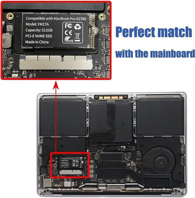 Alt view image 6 of 7 - FM17A 512GB PCIE 3.0x4 NVME 3D NAND TLC Flash SSD for MacBook Pro Retina A1708 (2016-2017) Included DIY Tools (512GB)