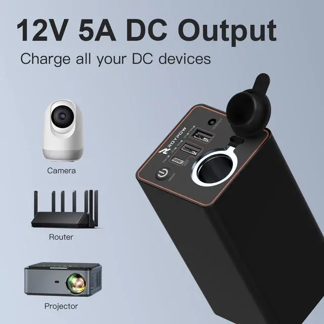 Alt view image 4 of 7 - RoyPow 30W PD Portable Charger with 12V/10A Cigarette Lighter Socket, 86.58Wh USB C Laptop Power Bank, 18W QC& 12V DC External Battery Pack, Perfect for MacBook Air iPad Phone Dash Cam or Camping