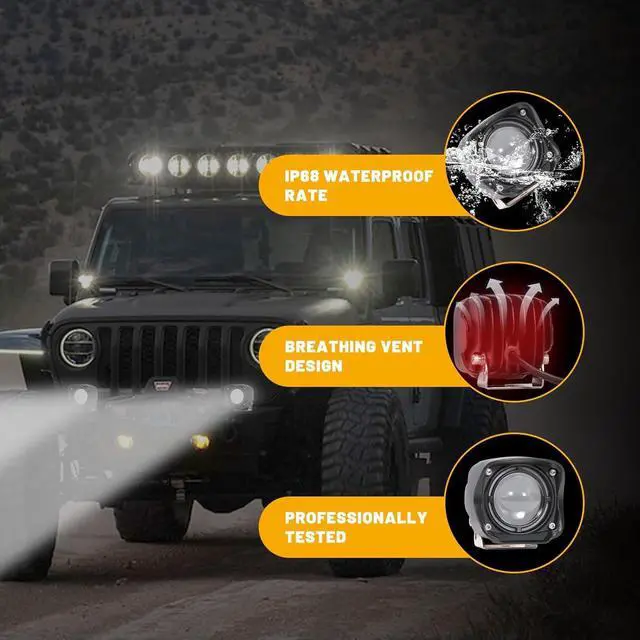 Alt view image 5 of 7 - 2PCS 4 Inch LED Pod Lights 80W 8,000LM LED Fog/Driving/Off Road Lights with Day Running Light Mode Spot Beam Universal Auxiliary Ditch Light Cube Pods for Truck Boat ATV UTV Pickup