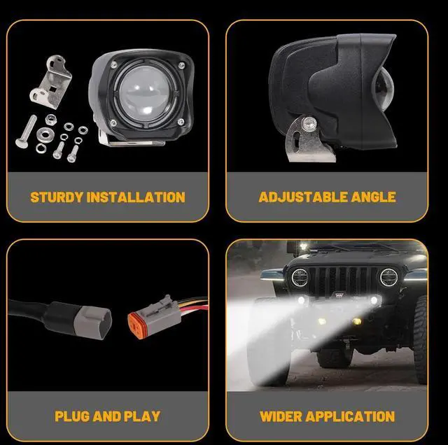 Alt view image 6 of 7 - 2PCS 4 Inch LED Pod Lights 80W 8,000LM LED Fog/Driving/Off Road Lights with Day Running Light Mode Spot Beam Universal Auxiliary Ditch Light Cube Pods for Truck Boat ATV UTV Pickup