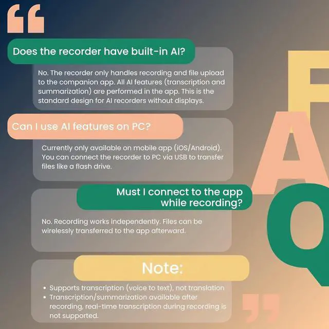 Alt view image 6 of 6 - Voice Recorder with APP for AI Voice-to-Text Transcription, GPT-4o Summary, Mind Mapping, 64GB Storage, and a Magnetic Design, Dictaphone for Calls, Lectures, and Meetings, by FoCase Rec